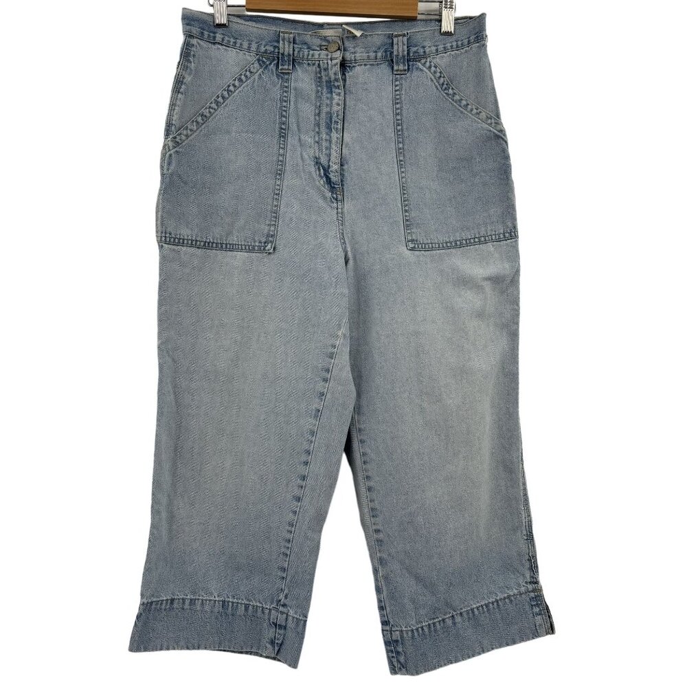 Vintage Bill Blass Wide leg cropped jeans size 12 Light wash y2k 90s 00s‎